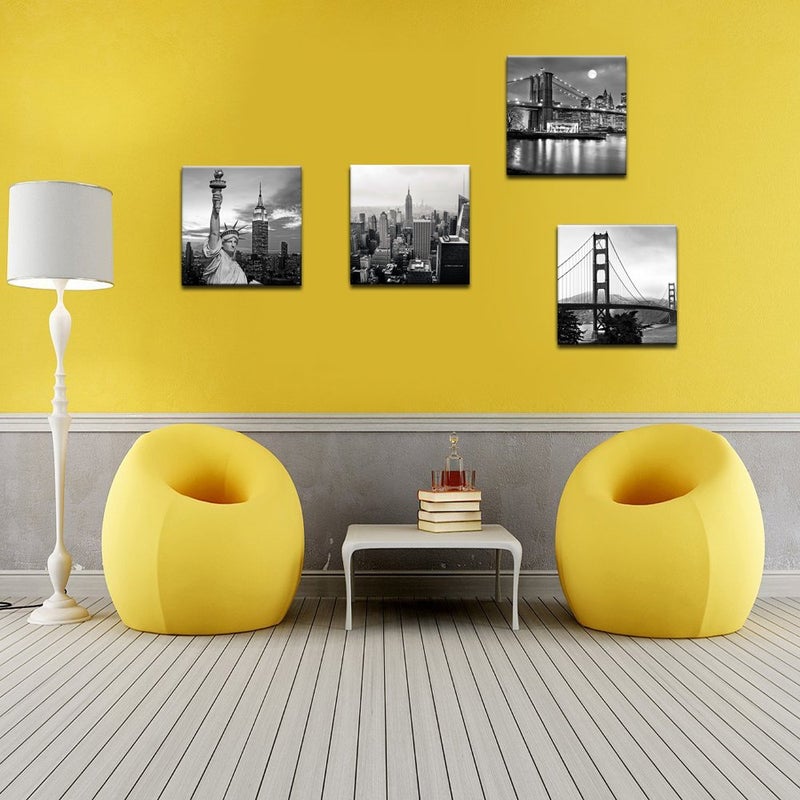 LevvArts Black and White City Wall Art Modern Brooklyn Bridge Picture Prints US Cityscape Canvas Artwork for Bedroom Home Decor - Image 5